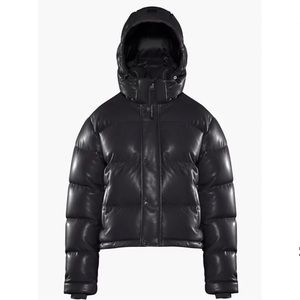 Aritzia TNA Super Puff Shorty Black Vegan Leather Puffer Jacket Coat XXXS 3XS